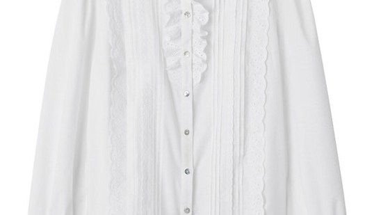 Camisa de encaje, cuello alto, manga larga La Redoute