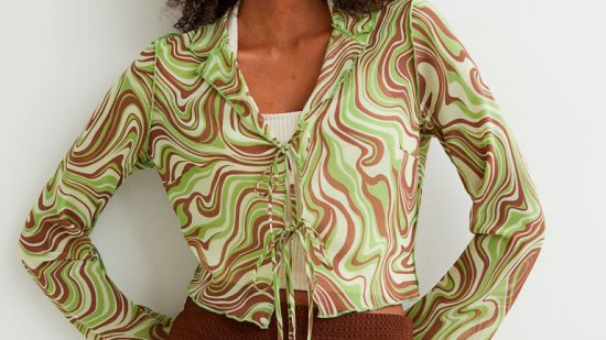 H&M Blusa de gasa con lazada doble