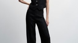 Mango Pantalón tweed botón joya