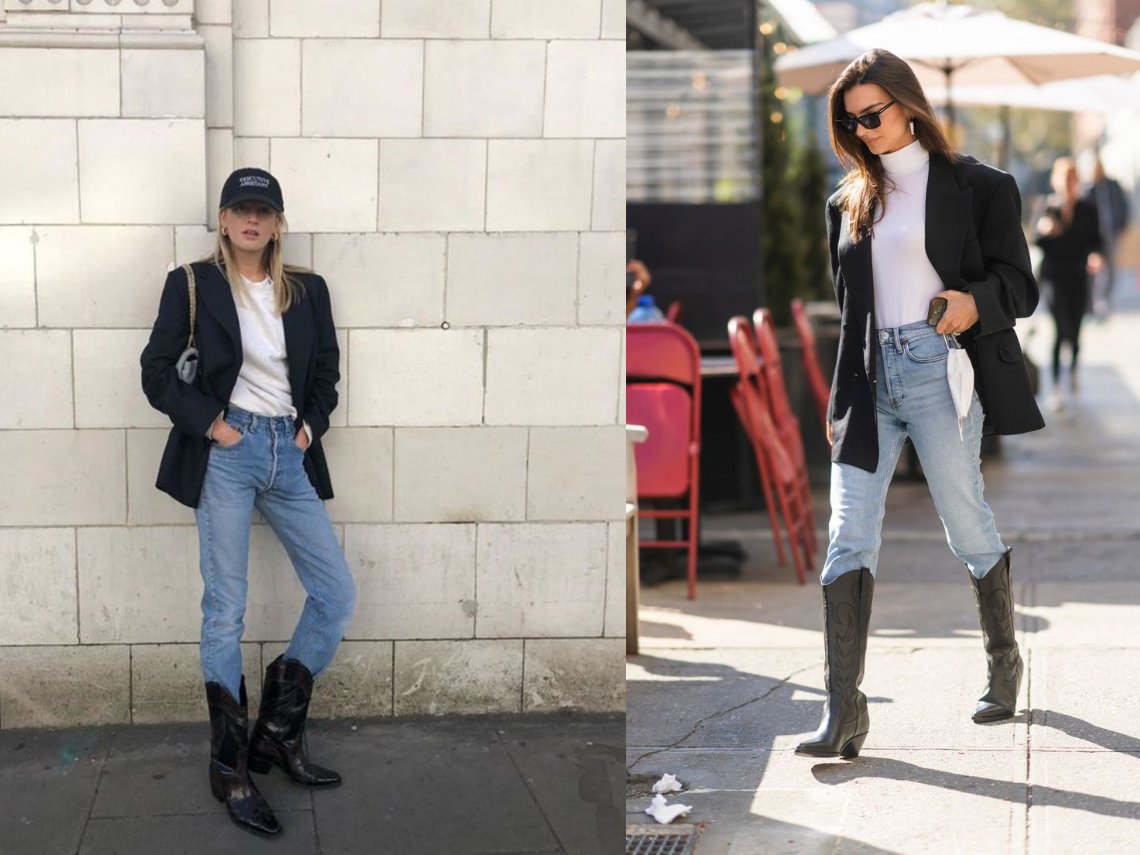Las botas altas se llevan encima de los jeans