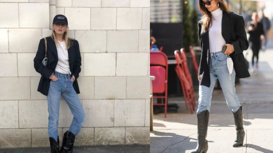 Las botas altas se llevan encima de los jeans