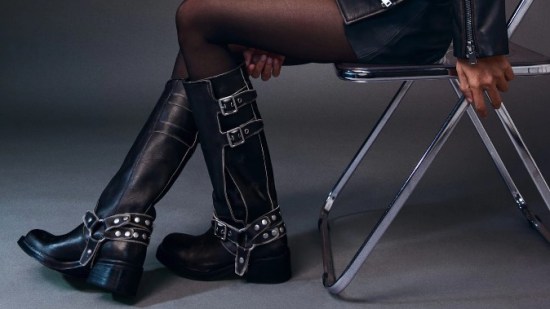mango botas moteras piel