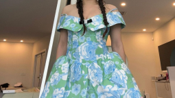 Rosalía con vestido de flores