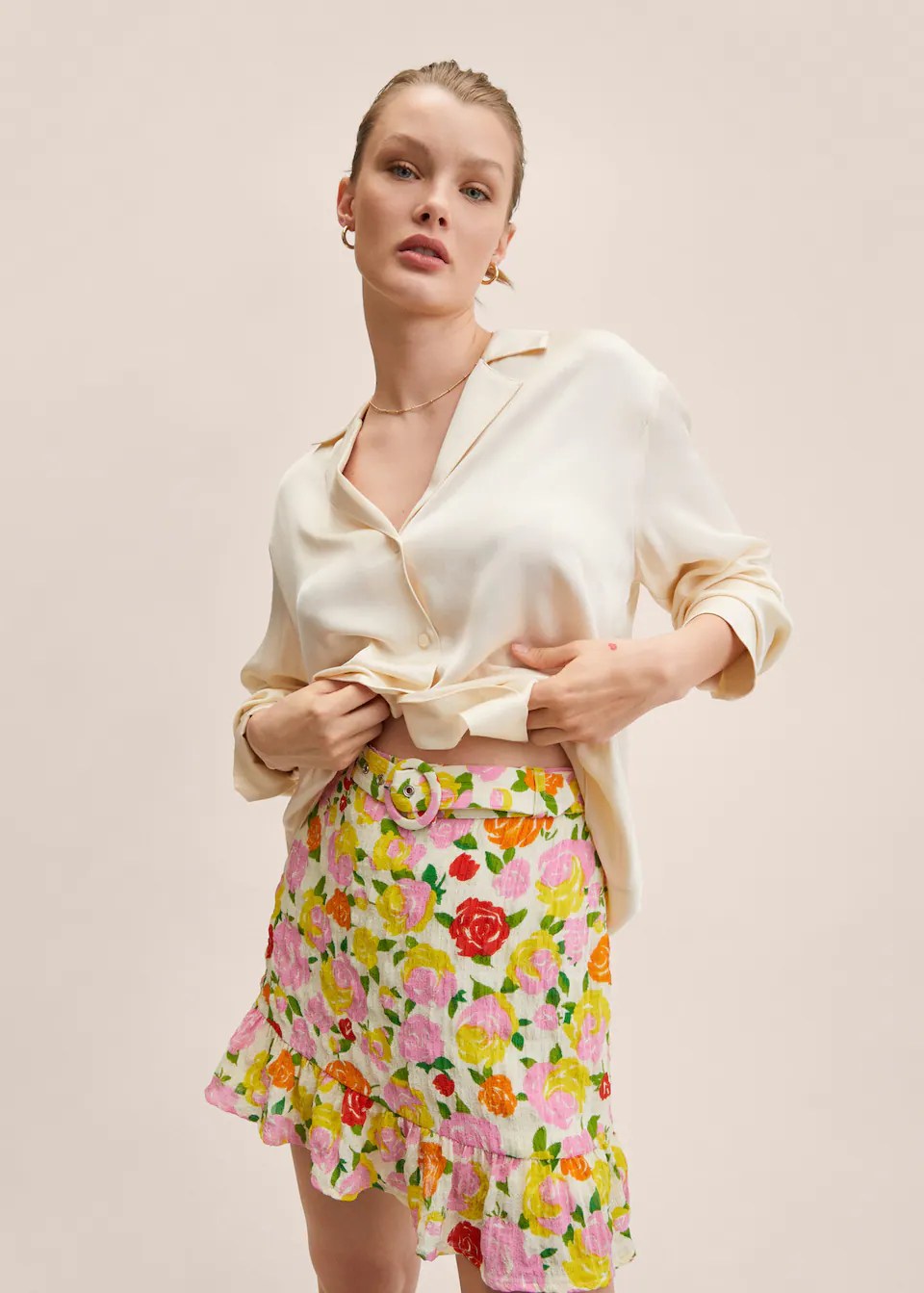 minifalda flores mango outlet