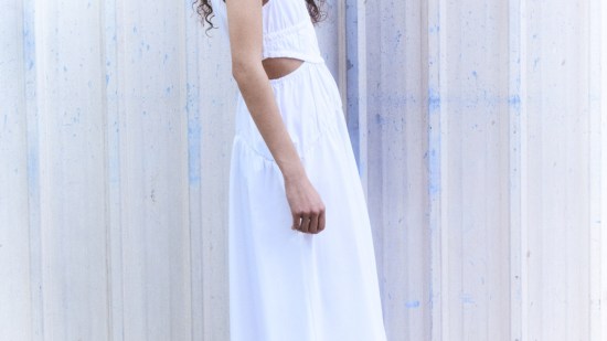 vestido blanco cut out sfera rebajas