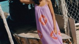 vestido largo rebajas natura morado estampado