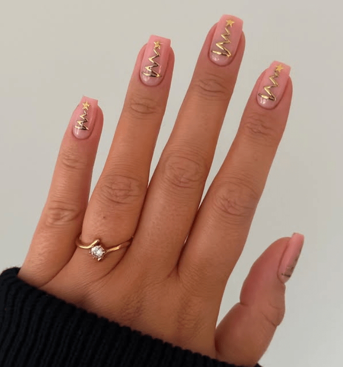 Manicura minimalista árboles de Navidad - Imagen: beautyspace_charlotte
