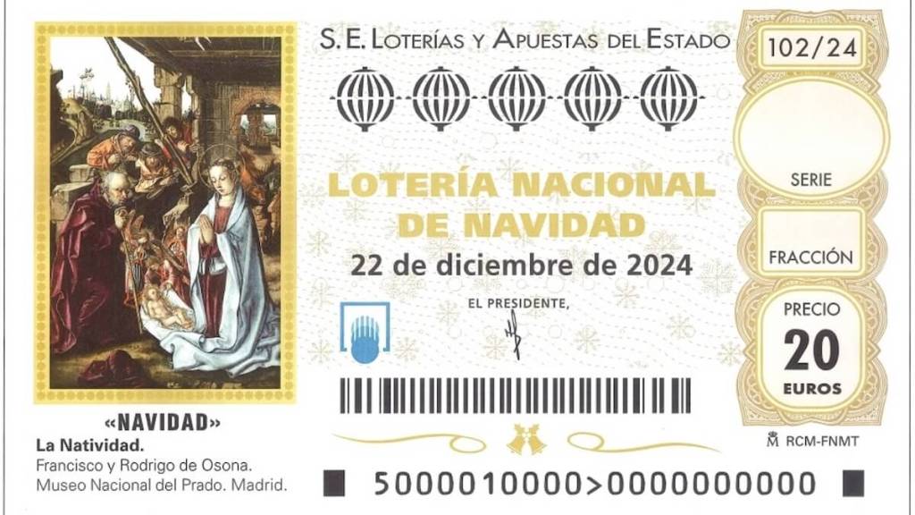 Detalle de décimo de la lotería del Sorteo Extraordinario de la Lotería de Navidad 2024. - Loterías y Apuestas del Estado