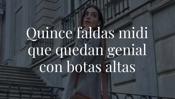 Quince faldas midi que quedan genial con botas altas