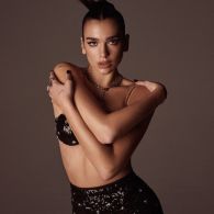 Dua Lipa wears a bodysuit, gloves and tights for Rolling Stone February 2021, Captured by photographer David LaChapelle