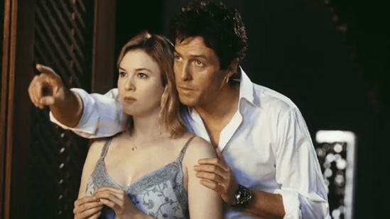 Renée Zellweger y Hugh Grant en Bridget Jones.