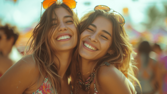 dos amigas en un festival de musica