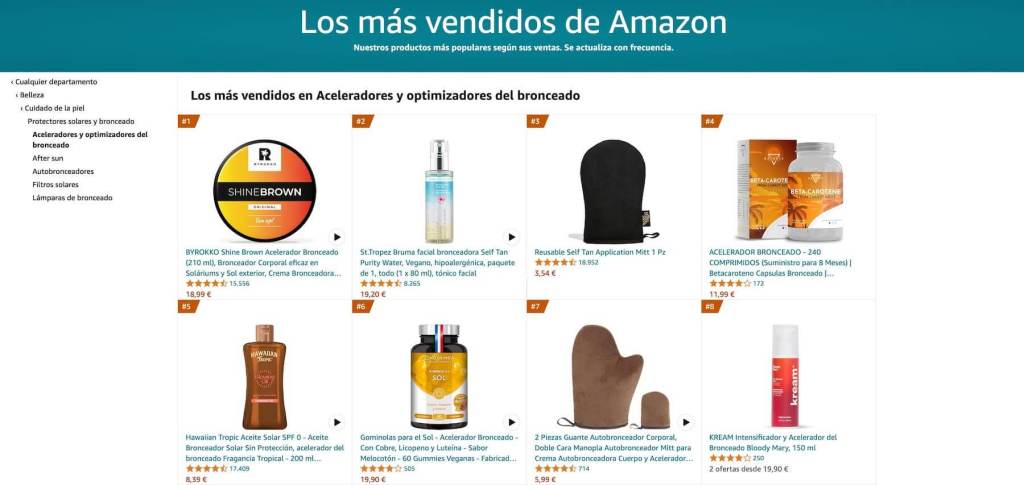 "los más vendidos en aceleradores y optimizadores del bronceado",