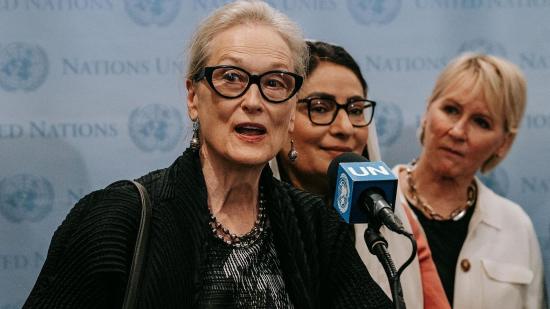 Meryl Streep durante su intervención en la Asamblea General de la ONU.