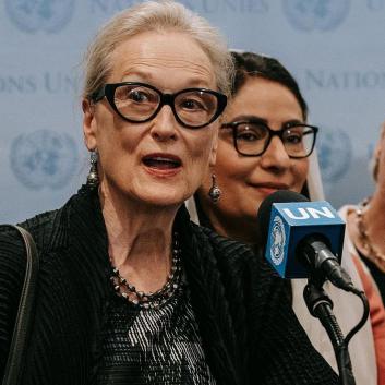 Meryl Streep durante su intervención en la Asamblea General de la ONU.