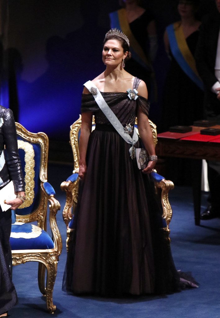 Victoria de Suecia en la cena de los Nobel en Estocolmo