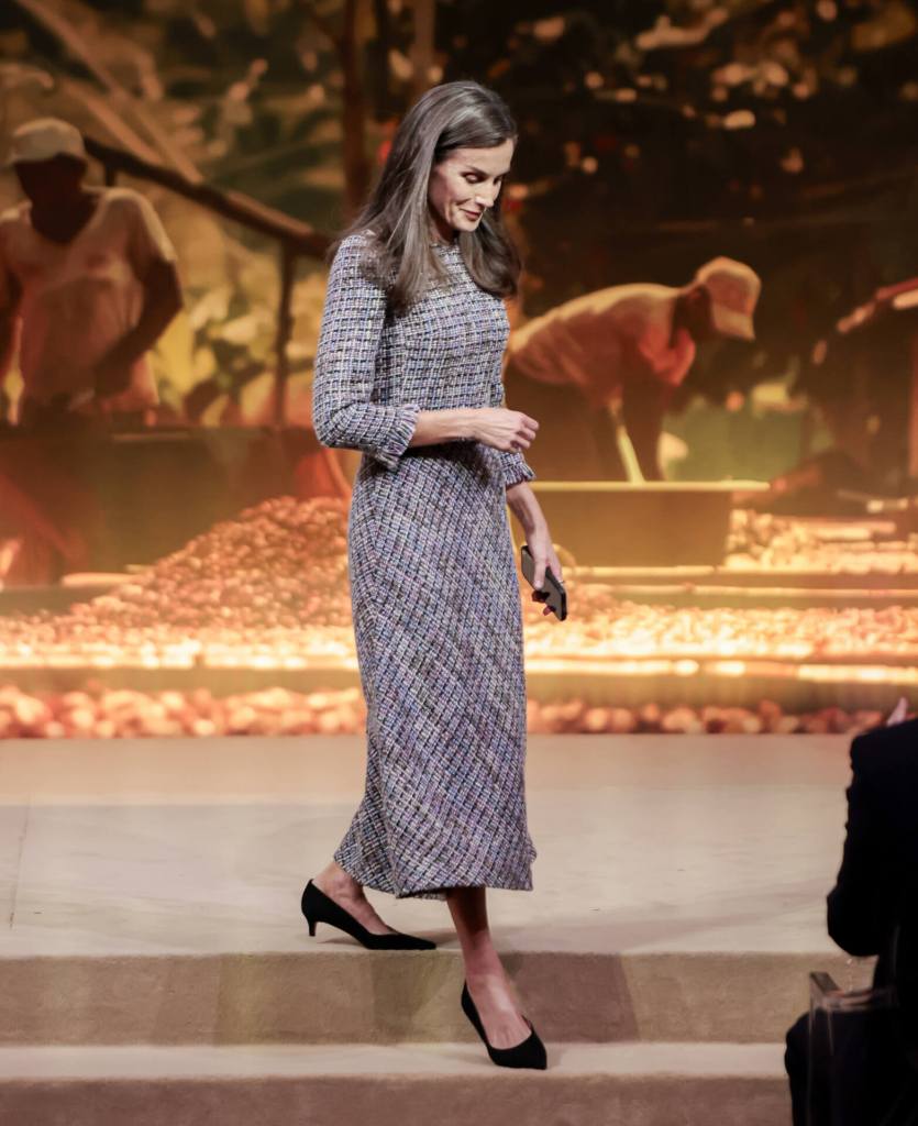 reina-letizia-look-vestido-tweed-zapatos-comodos