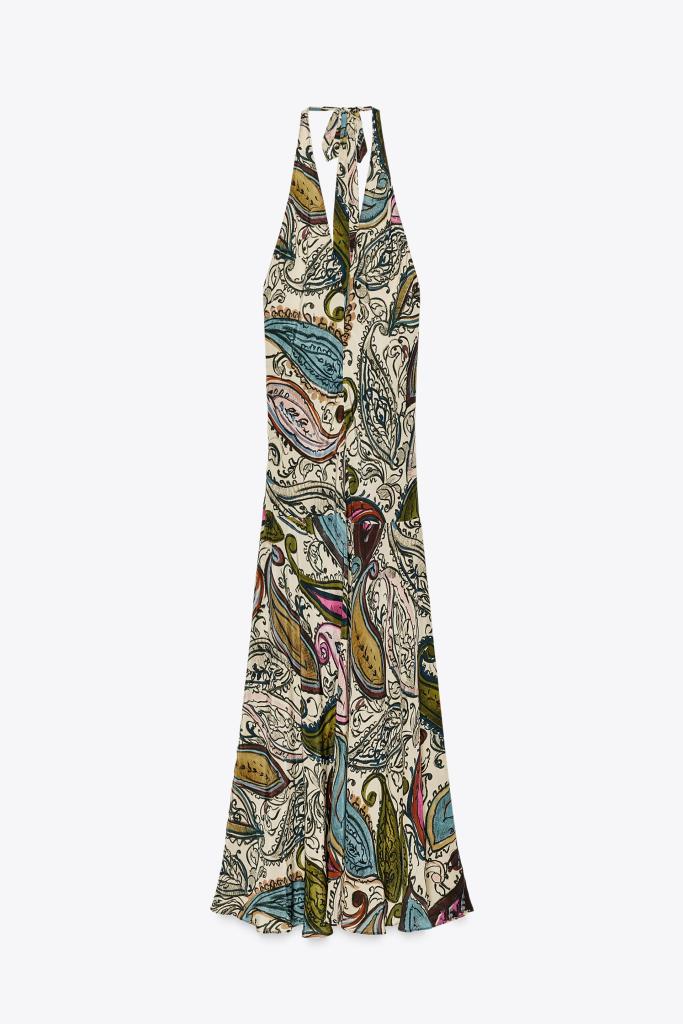 Vestido con estampado cuelo halter de Zara