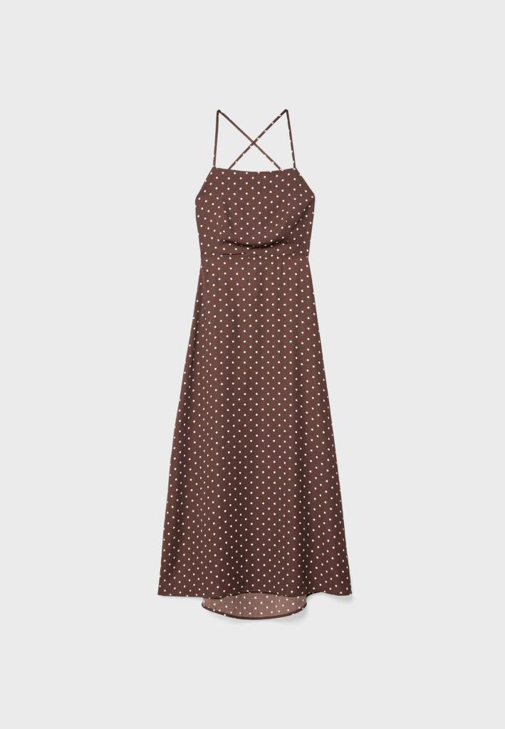 Vestido de lunares midi de Stradivarius