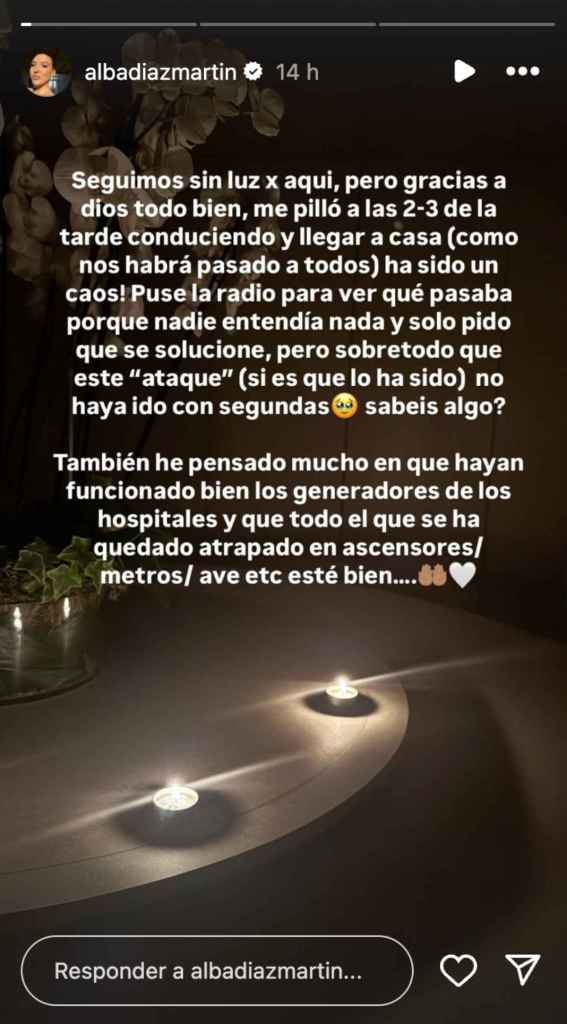 Alba Díaz compartió una foto a la luz de las velas.