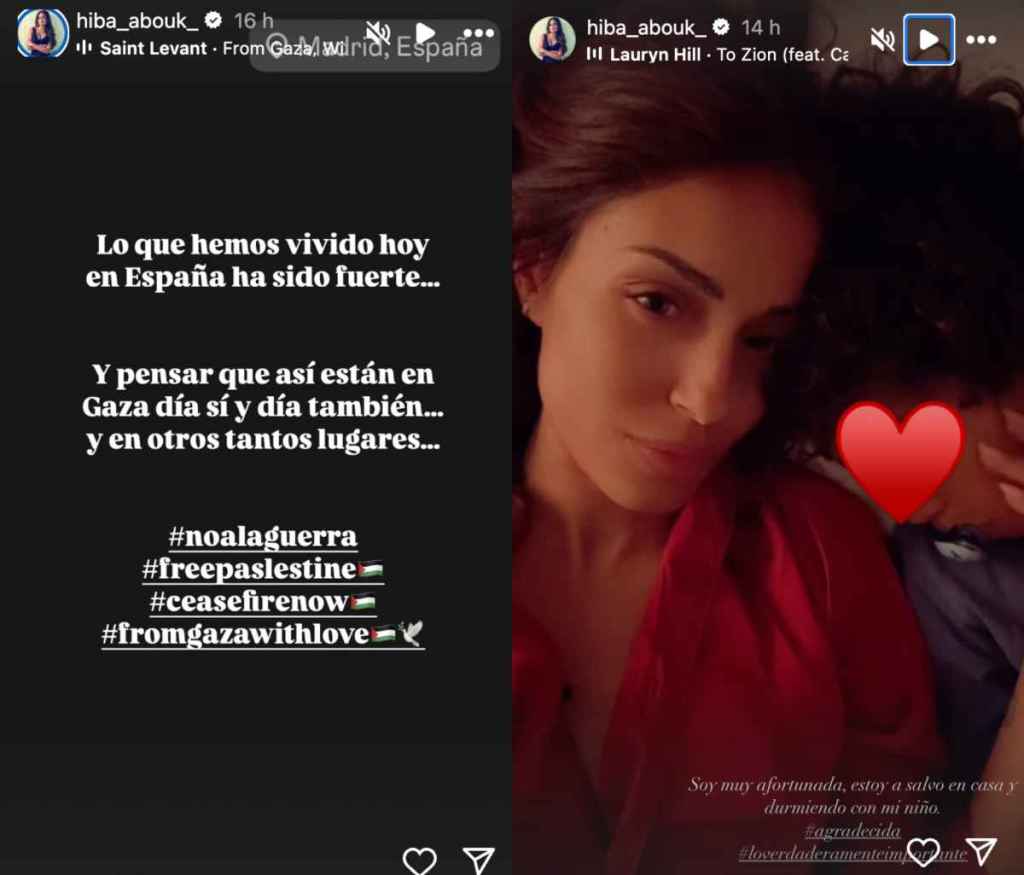 La actriz Hiba Abouk aprovechó el apagón para relflexionar 