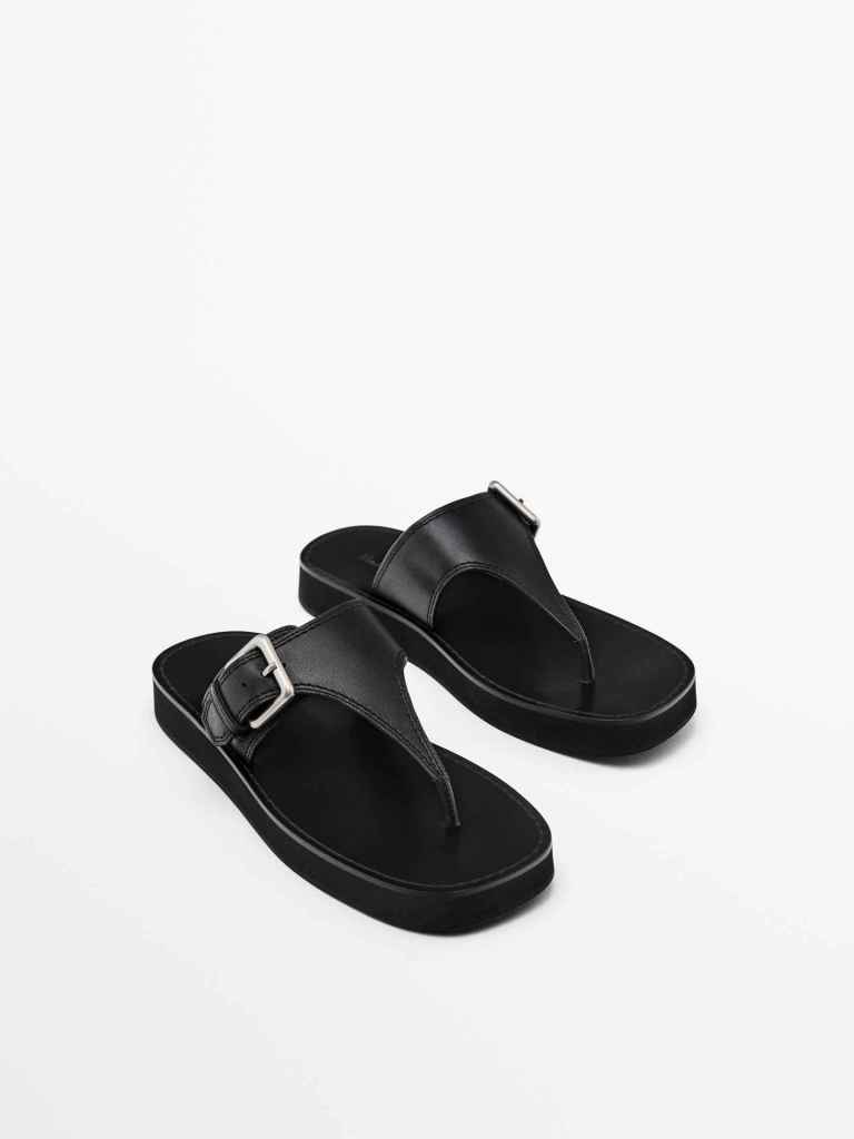 Sandalias planas con plataforma confeccionadas en piel de los 'Special Prices' de Massimo Dutti