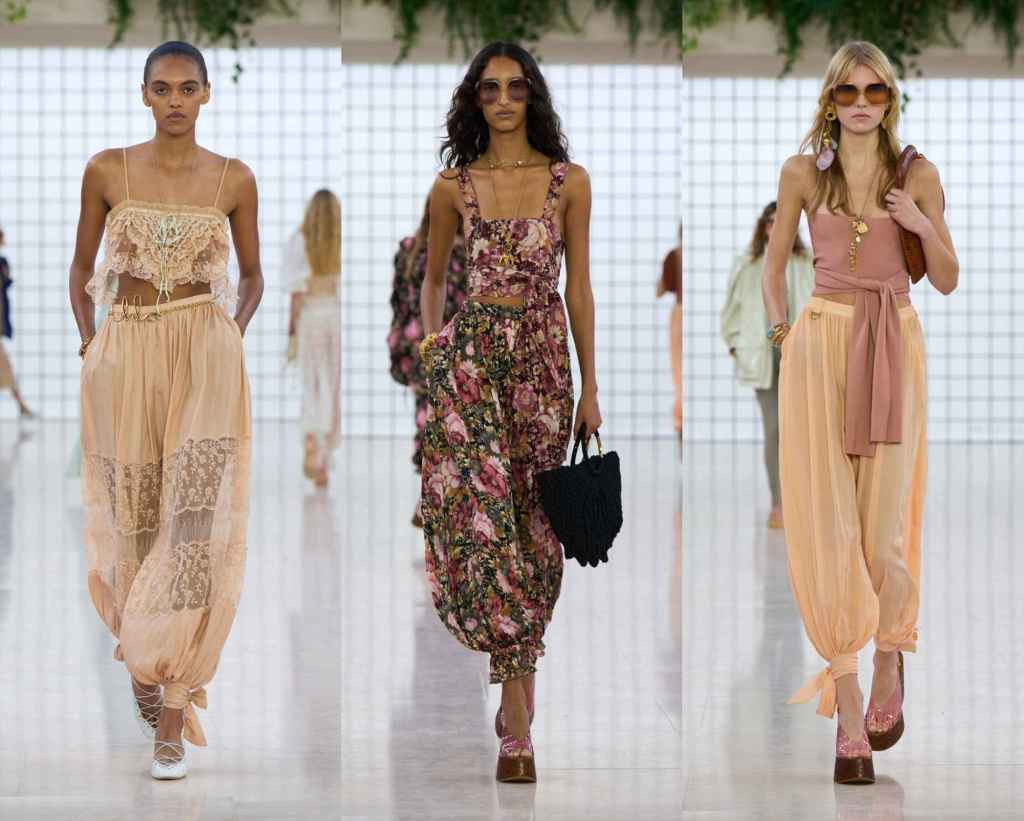Diferentes pantalones bombachos en el desfile de Chloé