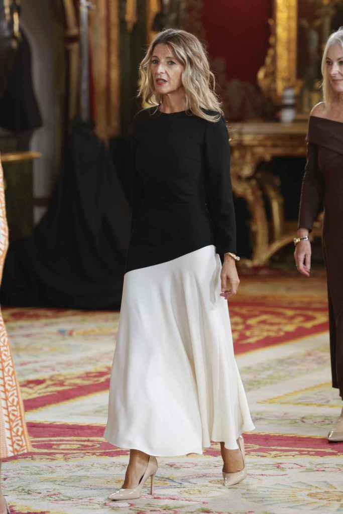 Yolanda Díaz en la recepción con el rey en el Día de la Hispanidad